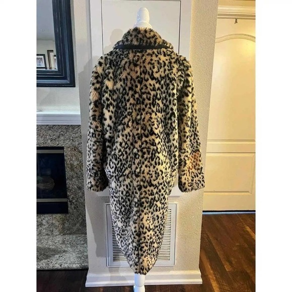 Brave Soul Mob Wife Fur Faux Leopard Animal Print Coat Jacket Women’s size Large - Picture 6 of 12